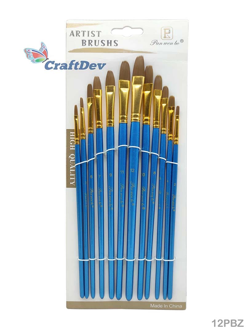 MG Traders Drawing Materials 12Pc Paint Brush Blue Z (12Pbz)