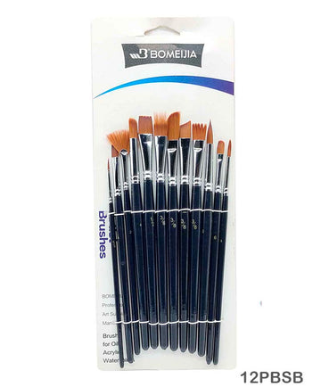12Pc Paint Brush Silver N Blue Handle (12Pbsb)