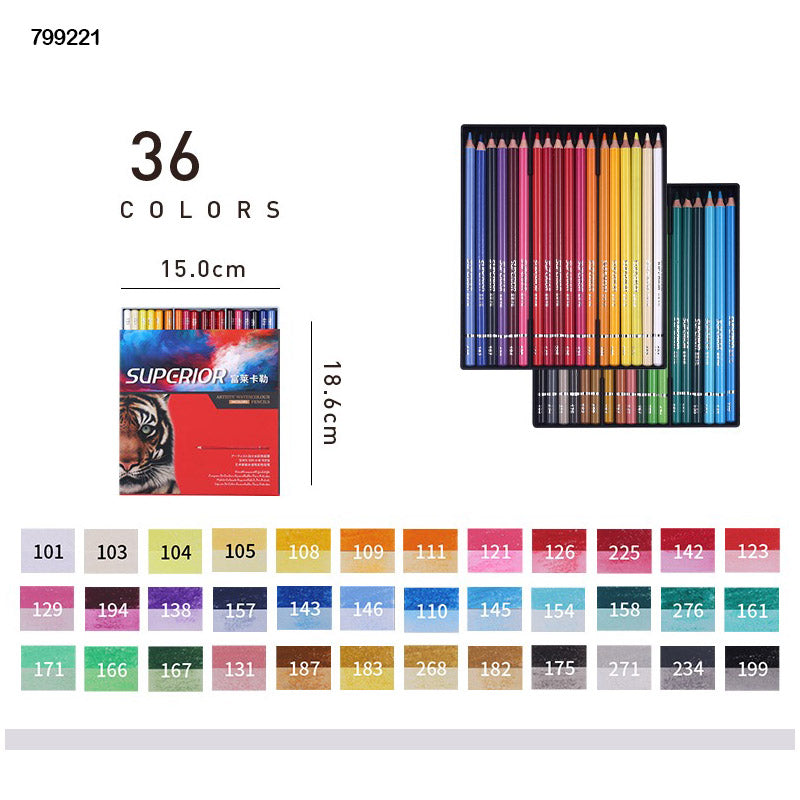 MG Traders Drawing Materials 799221 Superior Artist Water Color Pencil 36 Color
