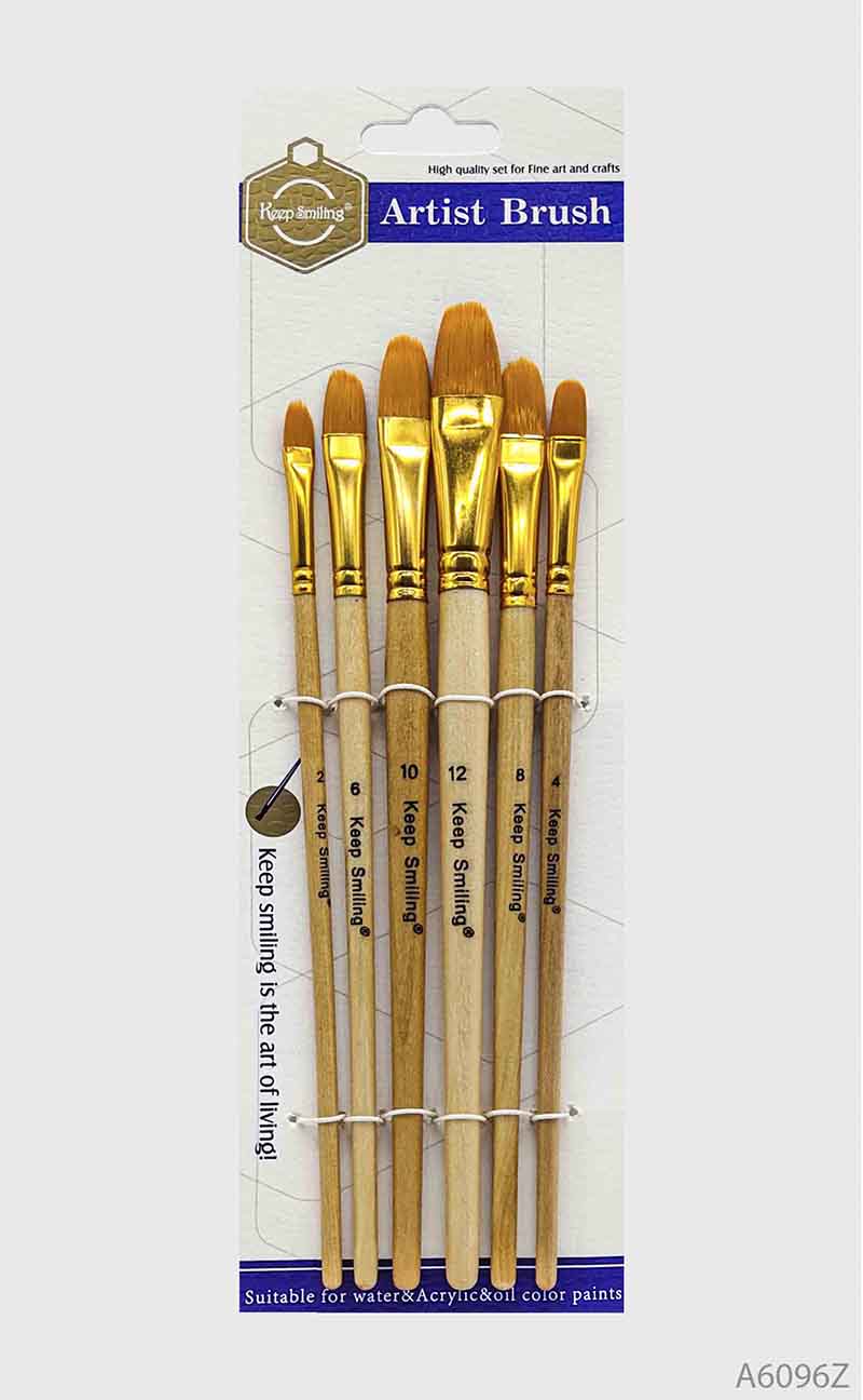MG Traders Drawing Materials A609-6Z 6Pc Paint Brush Wood Finish