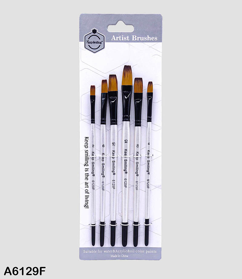 MG Traders Drawing Materials A6129F 6Pc Paint Brush White Handle