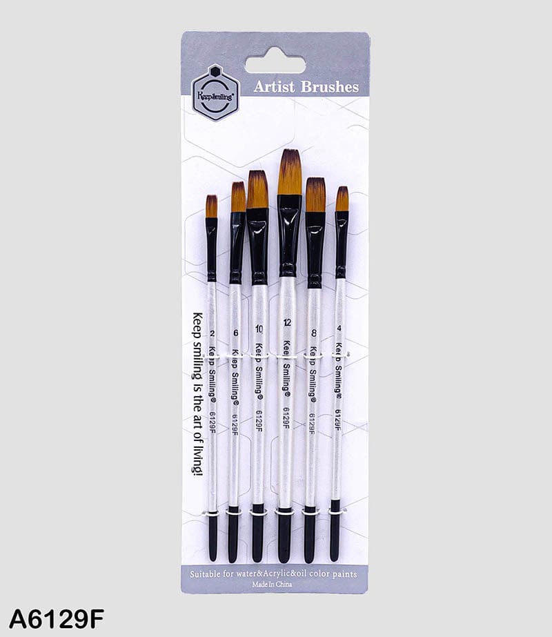 MG Traders Drawing Materials A6129F 6Pc Paint Brush White Handle