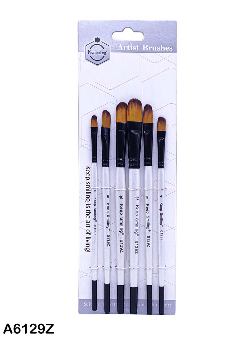 MG Traders Drawing Materials A6129Z 6Pc Paint Brush White Handle