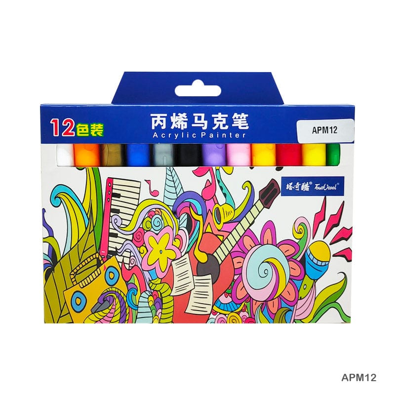 MG Traders Drawing Materials Acrylic Paint Marker 12 Mix Color Touch Cool (Apm12)