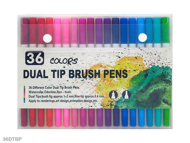 MG Traders Drawing Materials Dual Tip Brush Pen 36 Color Set (36Dtbp)