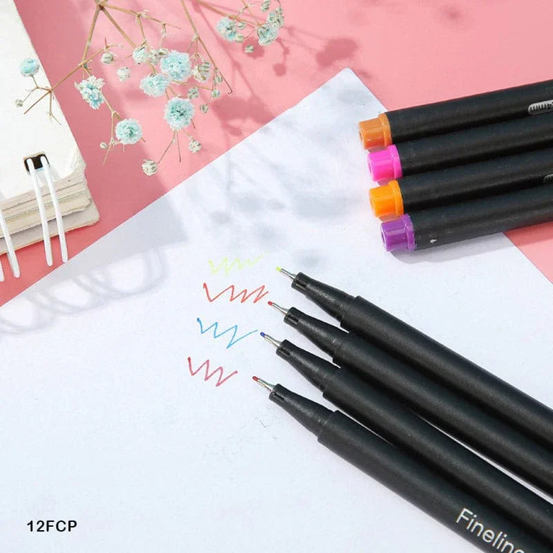 MG Traders Drawing Materials Fineliner Color Pen 0.4Mm 12Pc (12Fcp)
