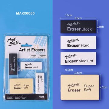 MG Traders Drawing Materials Mont Marte Artist Eraser 4Pc (Maxx0005)