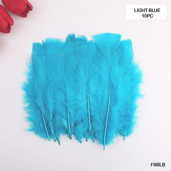 Soft Light Blue Craft Feathers - Large Size (10 Pieces)