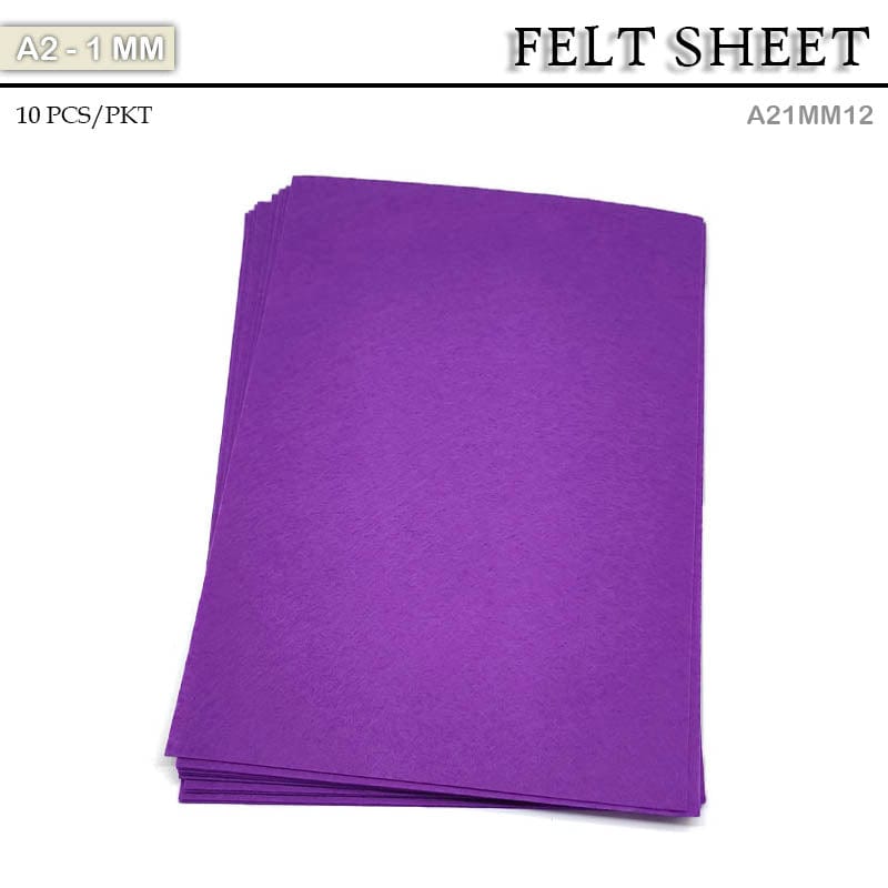 MG Traders Felt Sheet Felt Sheet A2 1Mm Purple 10Sheet (A21Mm12)