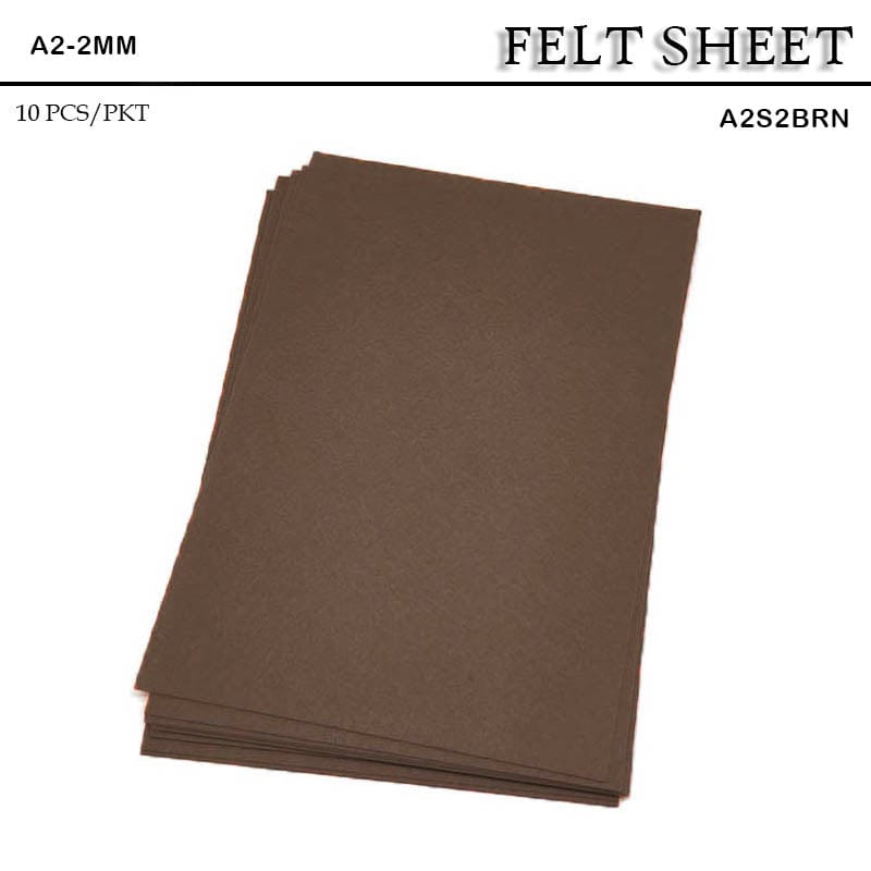 MG Traders Felt Sheet Felt Sheet A2 2Mm Soft Brown (A2S2Brn) 10Sheet