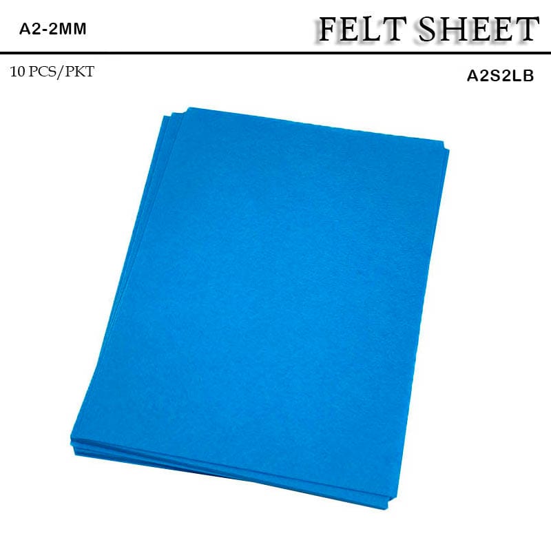 MG Traders Felt Sheet Felt Sheet A2 2Mm Soft L Blue (A2S2Lb) 10Sheet