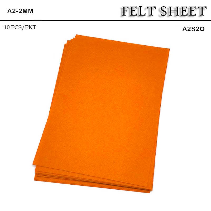 MG Traders Felt Sheet Felt Sheet A2 2Mm Soft Orange (A2S2O) 10Sheet