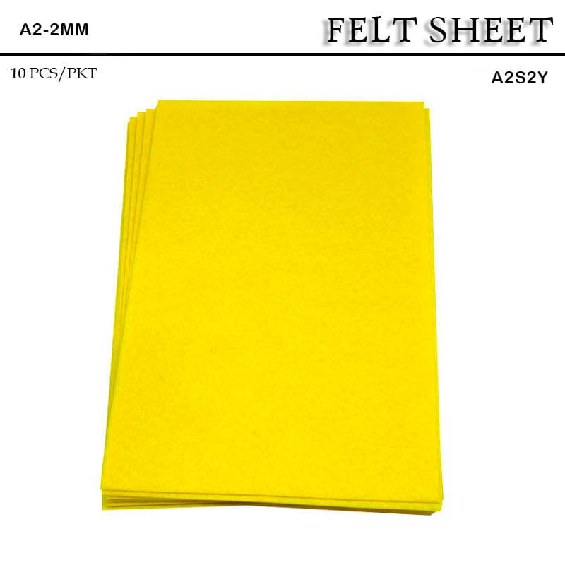 MG Traders Felt Sheet Felt Sheet A2 2Mm Soft Yellow (A2S2Y) 10Sheet