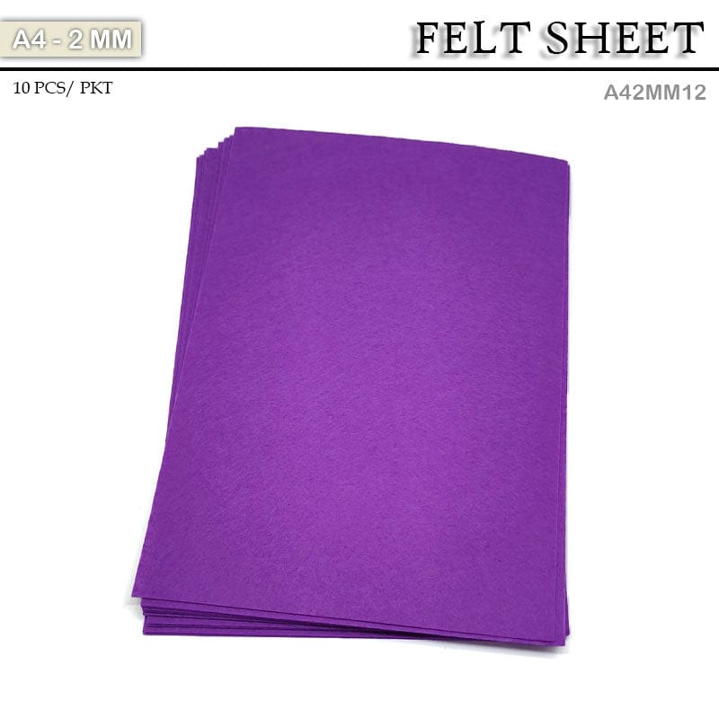 MG Traders Felt Sheet Felt Sheet A4 2Mm Purple 10Sheet (A42Mm12)