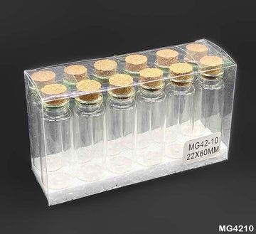 MG Traders Glass Messages Bottle Mg42-10 Message Bottle 12Pcs 22X60Mm