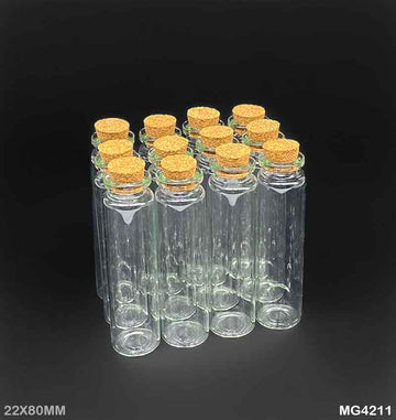 MG Traders Glass Messages Bottle Mg42-11 Message Bottle 12Pcs 22X80Mm