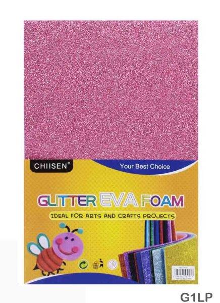 MG Traders Glitter Paper & Foam Sheet Glitter Foam Sheet (G1Lp) W/S A4 L Pink 10Pc