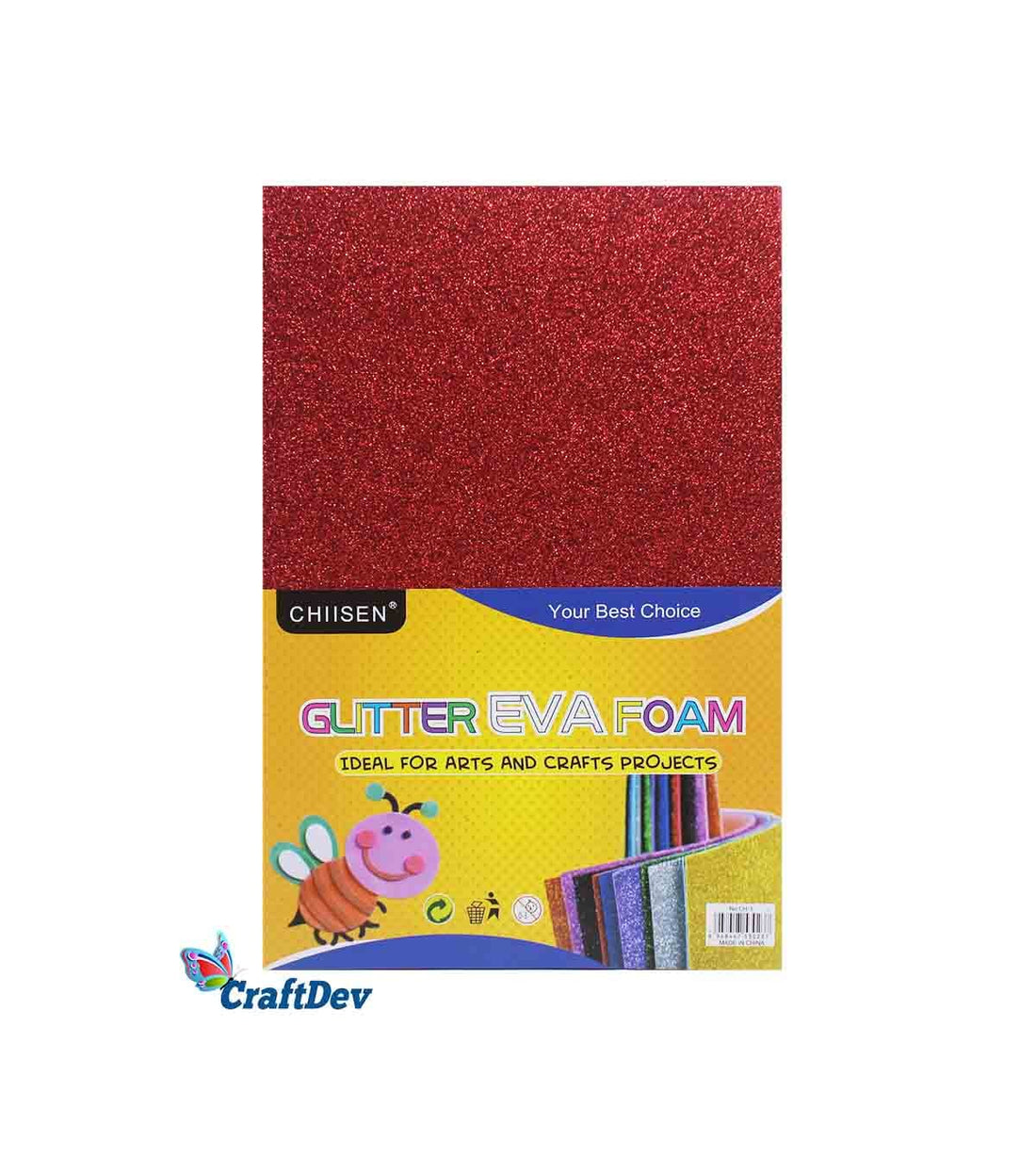 MG Traders Glitter Paper & Foam Sheet Glitter Foam Sheet (G1R) W/S A4 Red 10Pc  (Pack of 2)