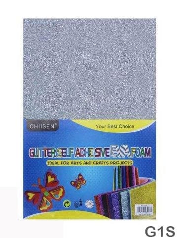 MG Traders Glitter Paper & Foam Sheet Glitter Foam Sheet (G1S) W/S A4 Silver 10Pc  (Pack of 2)