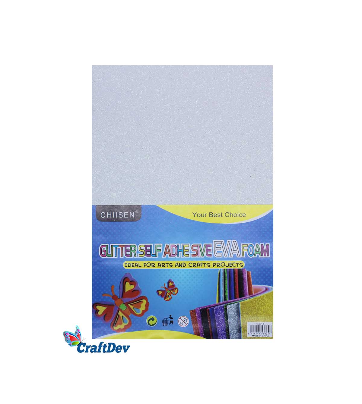 MG Traders Glitter Paper & Foam Sheet Glitter Foam Sheet (G1W) W/S A4 White 10Pc