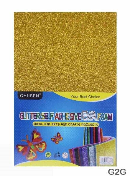 MG Traders Glitter Paper & Foam Sheet Glitter Foam Sheet (G2G) Sticker A4 Gold 10Pc