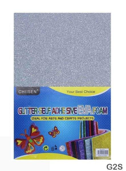 MG Traders Glitter Paper & Foam Sheet Glitter Foam Sheet (G2S) Sticker A4 Silver 10Pc