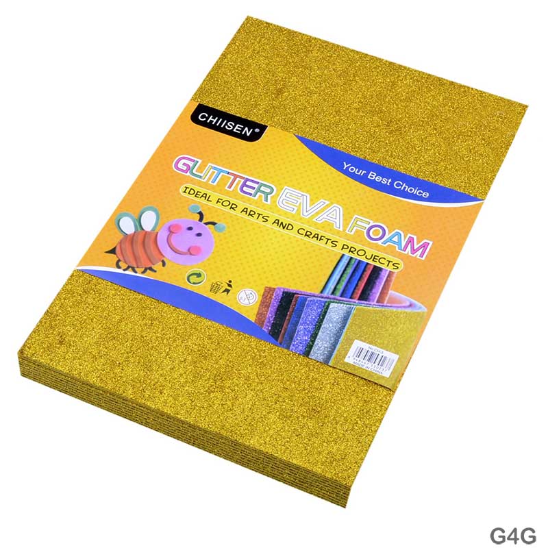 MG Traders Glitter Paper & Foam Sheet Glitter Foam Sheet (G4G) Sticker A3 Gold 10Pcs