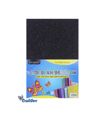 Glitter Foam Sheet W/S A4 Black 10Pc