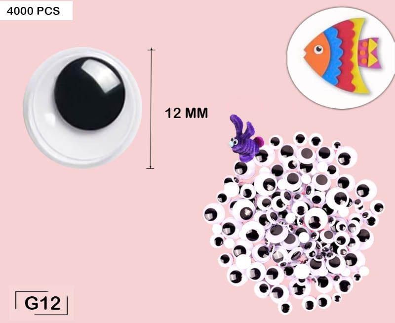 MG Traders Googly Eye Googly Eye Round 12Mm (4000 Pcs) (G12)