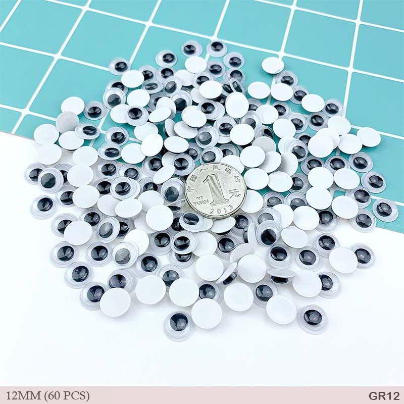 Self-Adhesive Round Googly Eyes 12mm - 60 Pieces