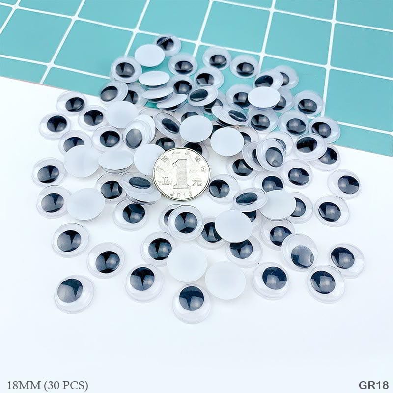 MG Traders Googly Eye Googly Eye Sp Round 18Mm (30 Pcs) (Gr18)