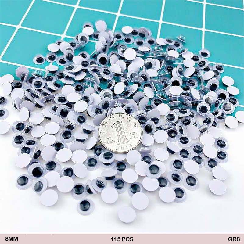 Round Googly Eyes - 8mm (115 Pieces) for Crafts