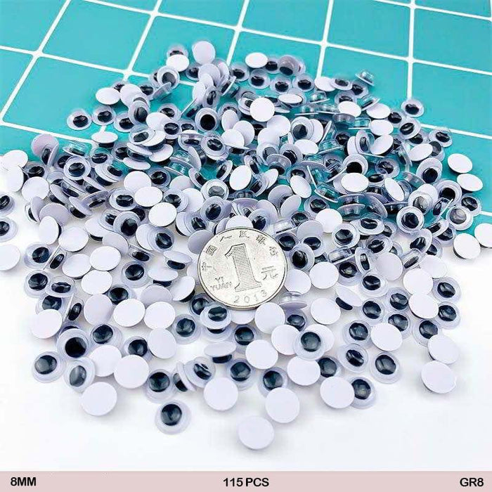 Round Googly Eyes - 8mm (115 Pieces) for Crafts