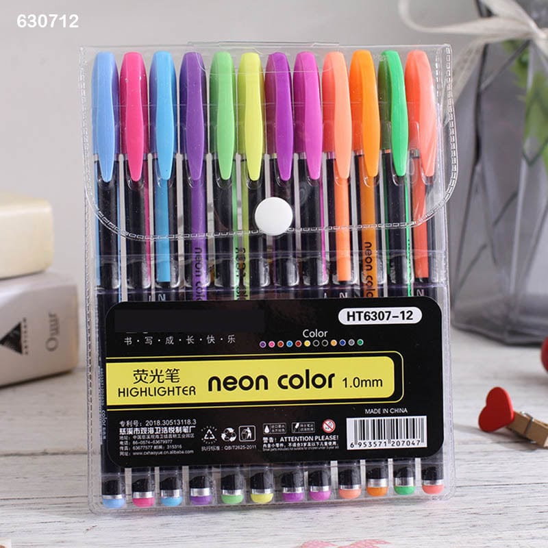 MG Traders Highlighters Ht6307-12Pc Highlighter Neon Colour Pen (630712)  (Pack of 3)