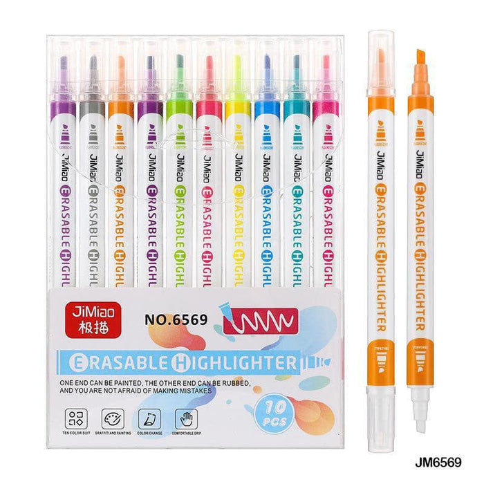 Erasable Highlighter Pen Set - 10 Vibrant Colors