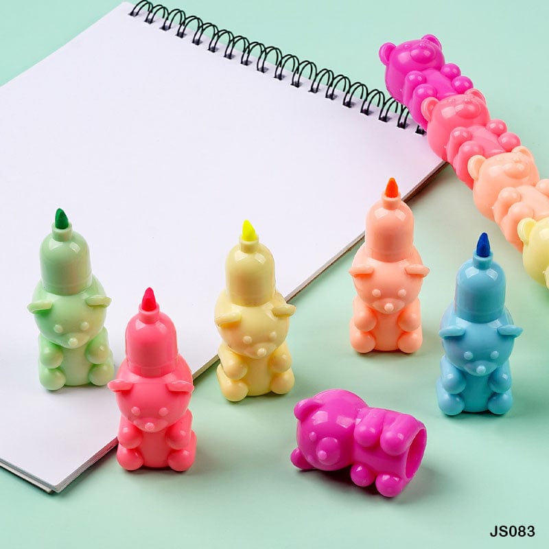 MG Traders 1 Highlighters Js083 Highlighter Teddy Shape 6 Color