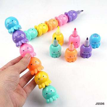 Js506 Highlighter Baby Octopus Shape 6 Color