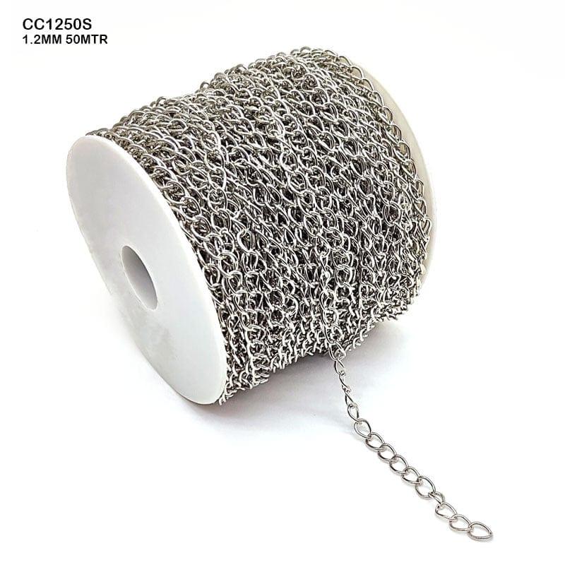 MG Traders Jewellery Cc1250S Chain 1.2Mm Silver 50Mtr