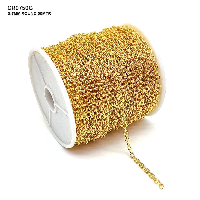 MG Traders Jewellery Cr0750G Chain 0.7Mm Round Gold 50Mtr