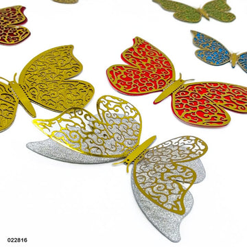 022816 3D Butterfly Metallic Glitter Journaling Sticker 12Pc  (Pack of 3)