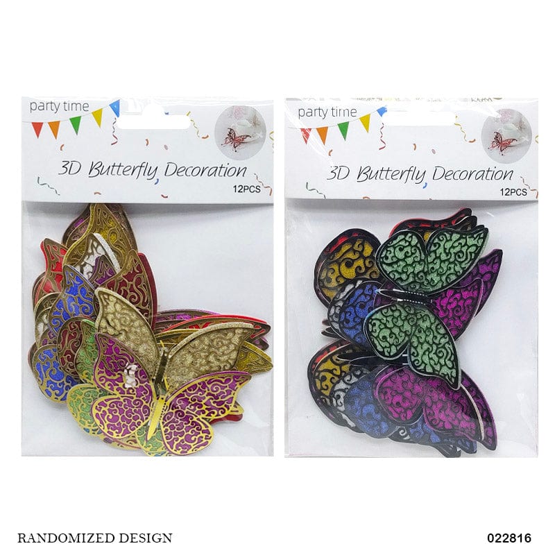 MG Traders Journaling stickers 022816 3D Butterfly Metallic Glitter Journaling Sticker 12Pc  (Pack of 3)