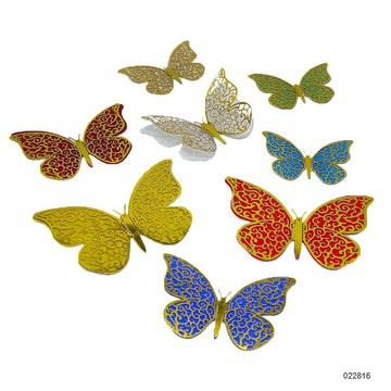 022816 3D Butterfly Metallic Glitter Journaling Sticker 12Pc  (Pack of 3)
