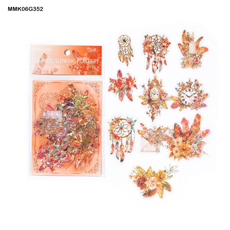 MG Traders Journaling stickers Mmk06G352 Feather Series Bronzing Journaling Sticker Ss 20Pc
