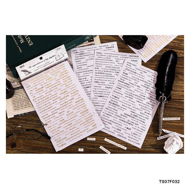 MG Traders Journaling stickers Ts07F032 Original Retro English Journaling Sticker  (Pack of 3)