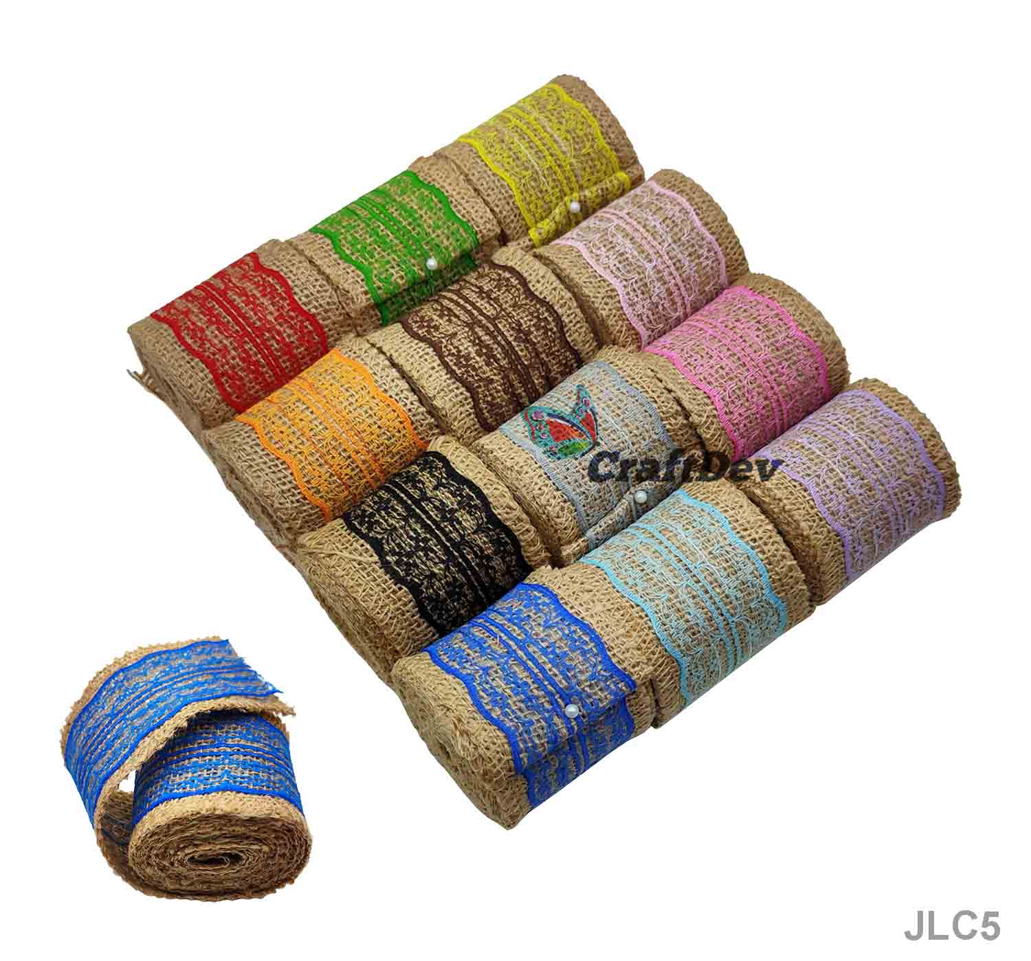 MG Traders Jute Jlc5 Jute Lace Colored (12Pc) 2Mtr Each