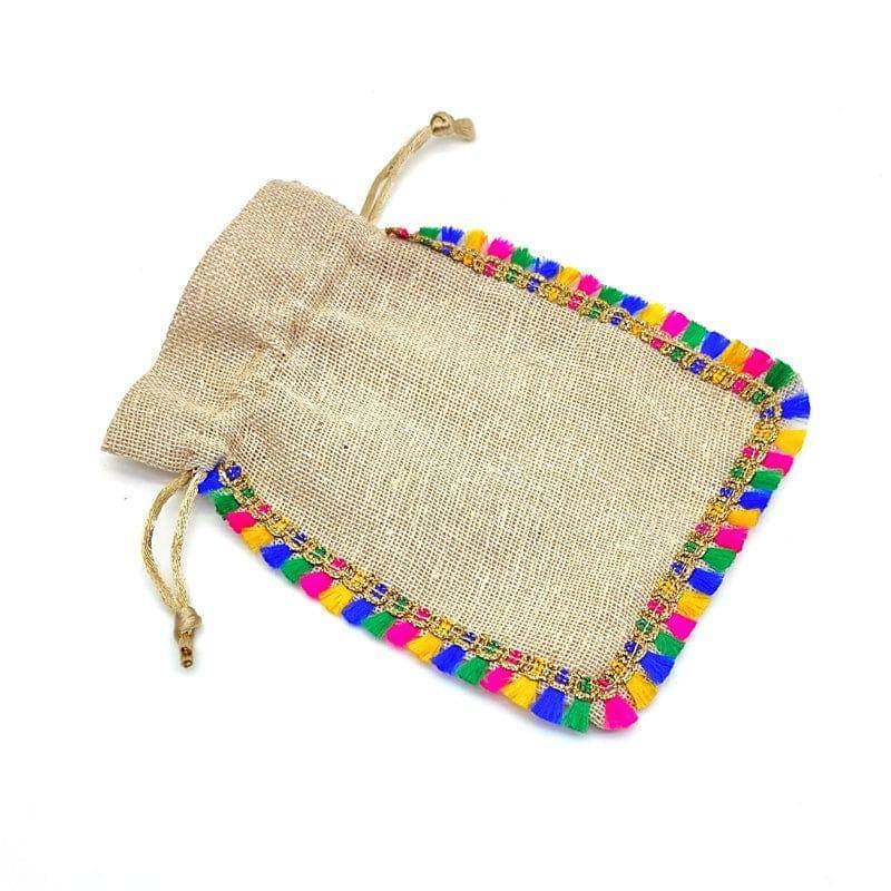 Jute Bag With Lace 5X7 10Pcs Jl57 ( contains 1 pc)