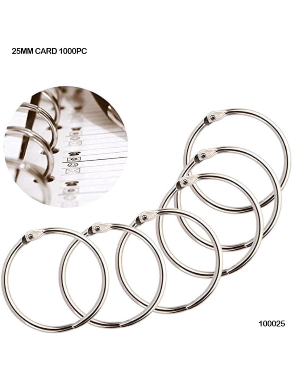 MG Traders Keychain Ring 100025 25Mm Card Ring Silver 1000Pc