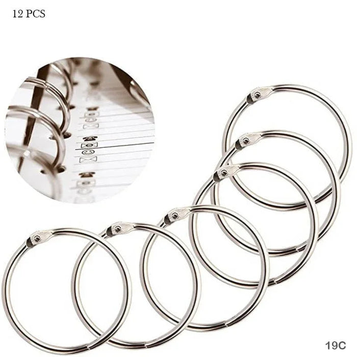 Silver Loose Leaf Binder Rings (19mm) - 12 Piece Set