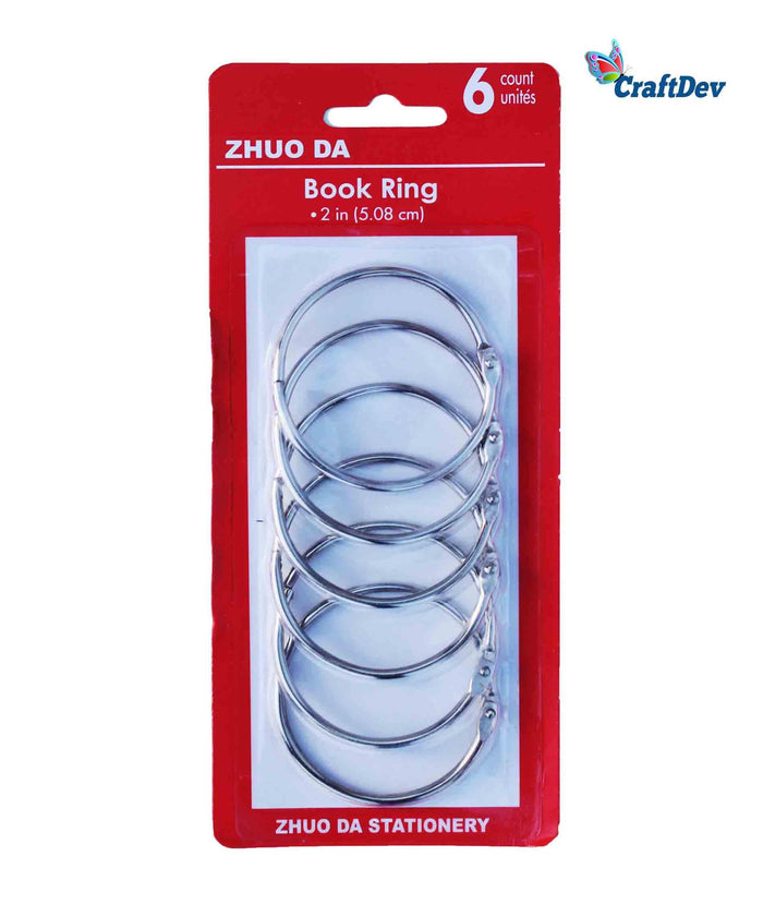 50mm Metal Book Rings - 6 Piece Set