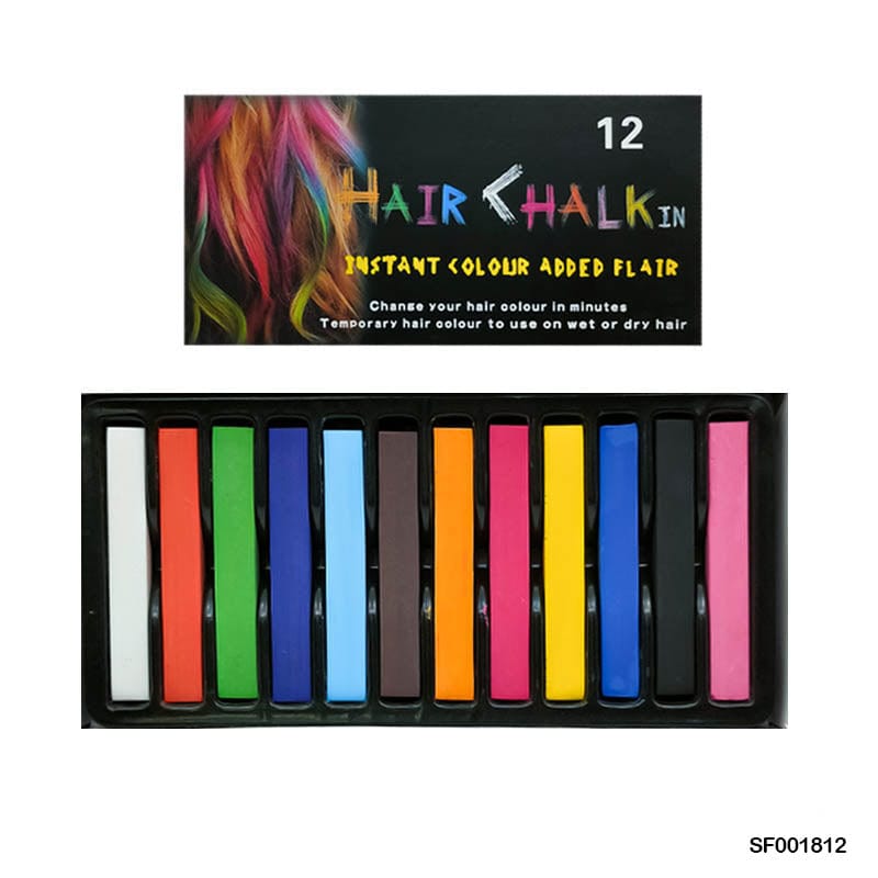 MG Traders Kids Painting Materials Hair Chalk 12 Colors Black Box (Sf001812)